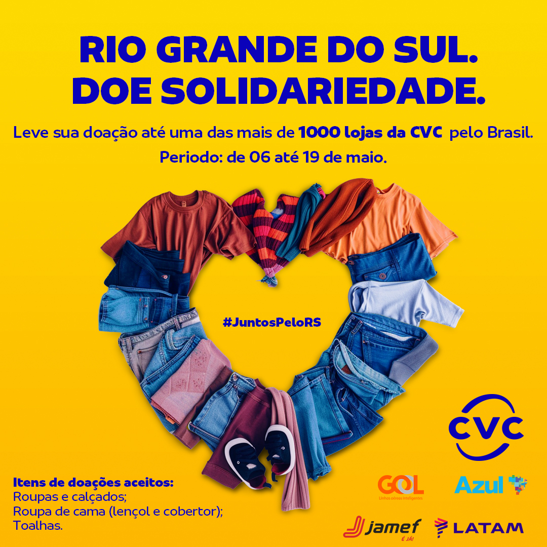 CVC lança campanha de doações para ajuda solidária ao Rio Grande do Sul