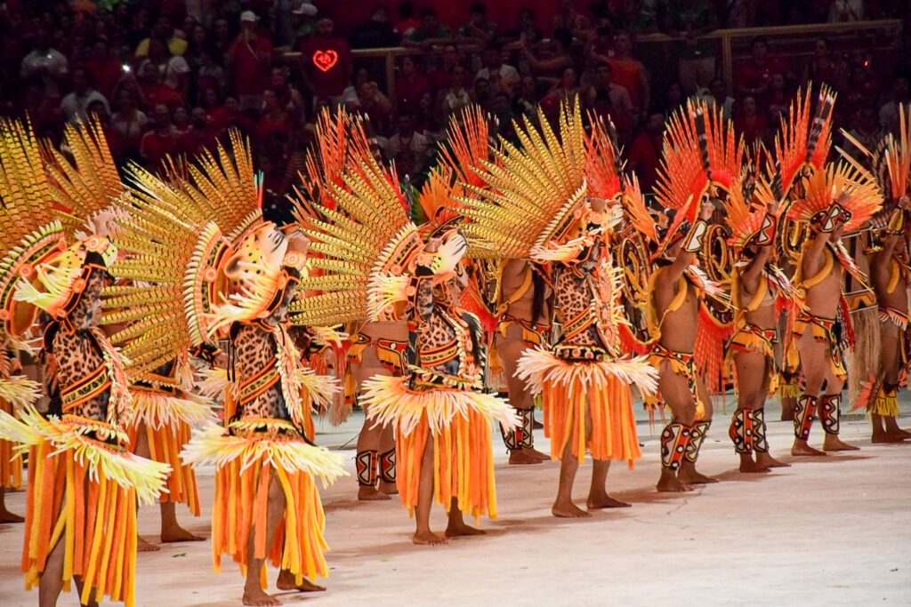 Ato de representacao dos indigenas Boi Caprichoso vence Festival de Parintins 2024, conheça o enredo e veja fotos