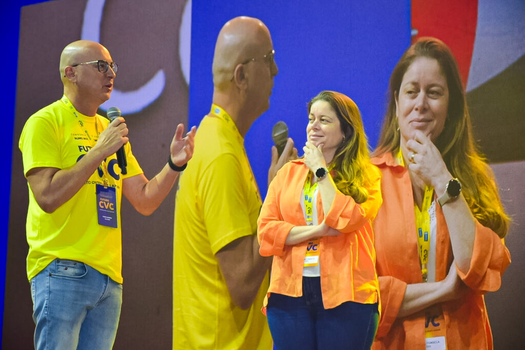 Fabio Mader, da CVC e Carla Fonseca da Gol