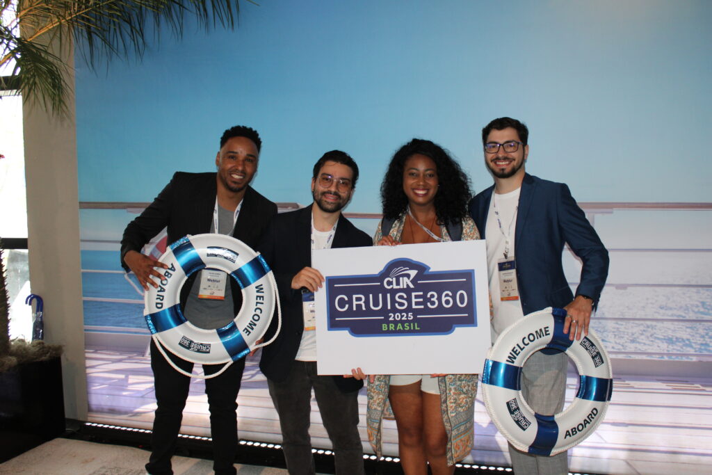 Felipe Dorea, Leonardo Assem, Shirlene Sousa, Rodrigo Gonzalez, da Maritimos Viagens